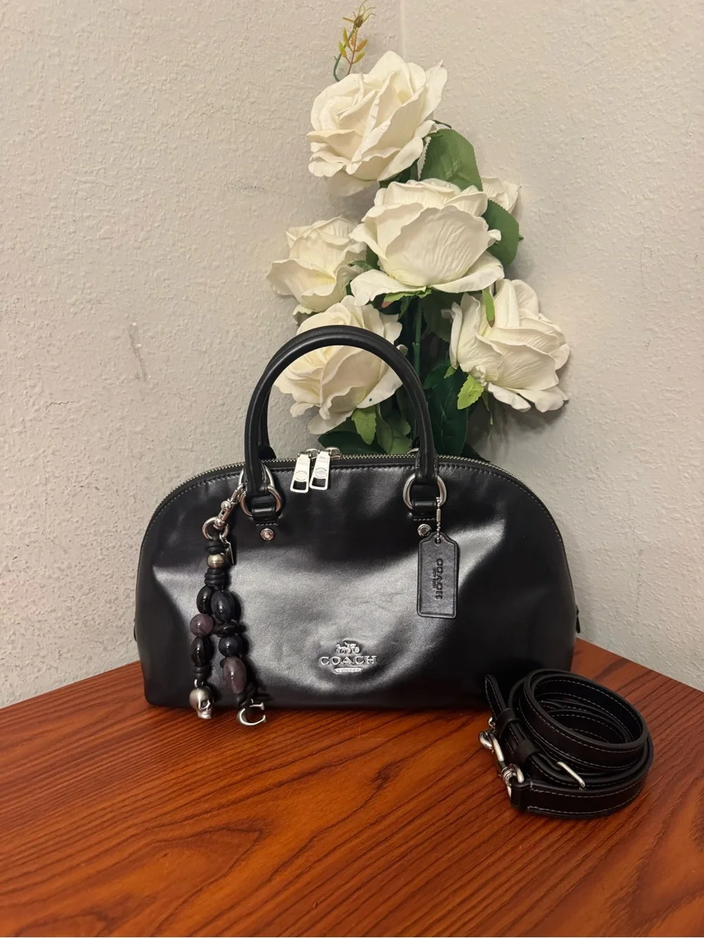 Coach Black Leather Dome Satchel